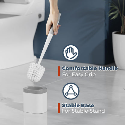 Holaloha Toilet Brush, 2 Pack Toilet Brush and Holder Set Bathroom Accessories, Toilet Bowl Brush and Holder for Bathroom, White