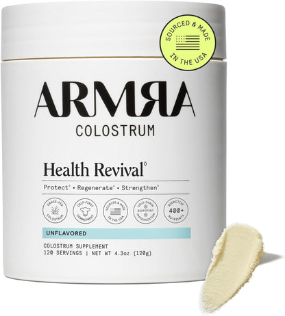 ARMRA Colostrum Powder, Unflavored, Gut Health & Bloating, Skin & Hair, Immunity, Keto, Gluten & Fat-Free, 120 Servings