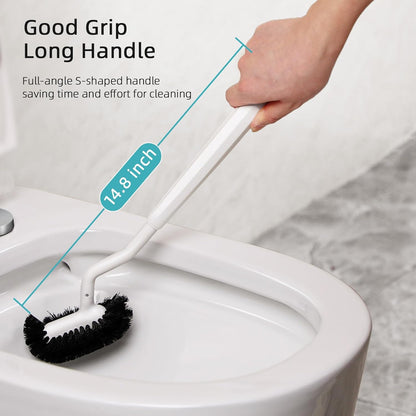 HAMITOR Toilet Bowl Brush Holder Set: Bathroom Deep Cleaning Toilet Cleaner Scrubber Under Rim with Curved Bristle for Dead Corner Clean - Hidden Rv