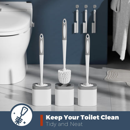 Holaloha Toilet Brush, 3 Pack Toilet Brush and Holder Set Bathroom Accessories, Toilet Bowl Brush and Holder with 3 Crevice Brush for