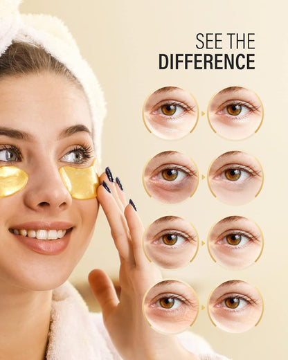 Maskiss 24k Gold Under Eye Patches (50 Pairs), eye mask, Collagen Skin Care Products, Eye Patches for Puffy