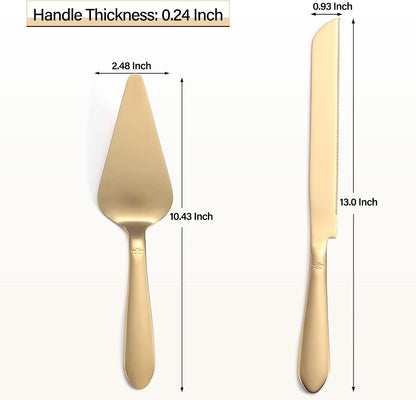 Eisinly Cake Cutting Set for Wedding, Elegant Cake Knife and Server Set with Thickened Stainless Steel Rounded