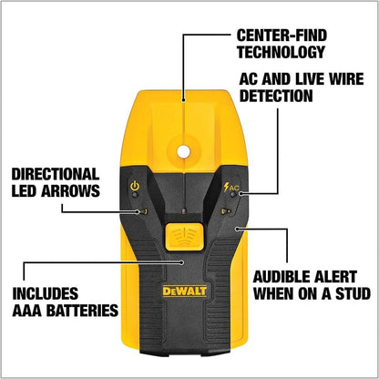 DEWALT Stud Finder, 3/4, Locate Framing Studs Efficiently with LED Arrows, Ideal for Wood and Metal, AAA Batteries Included