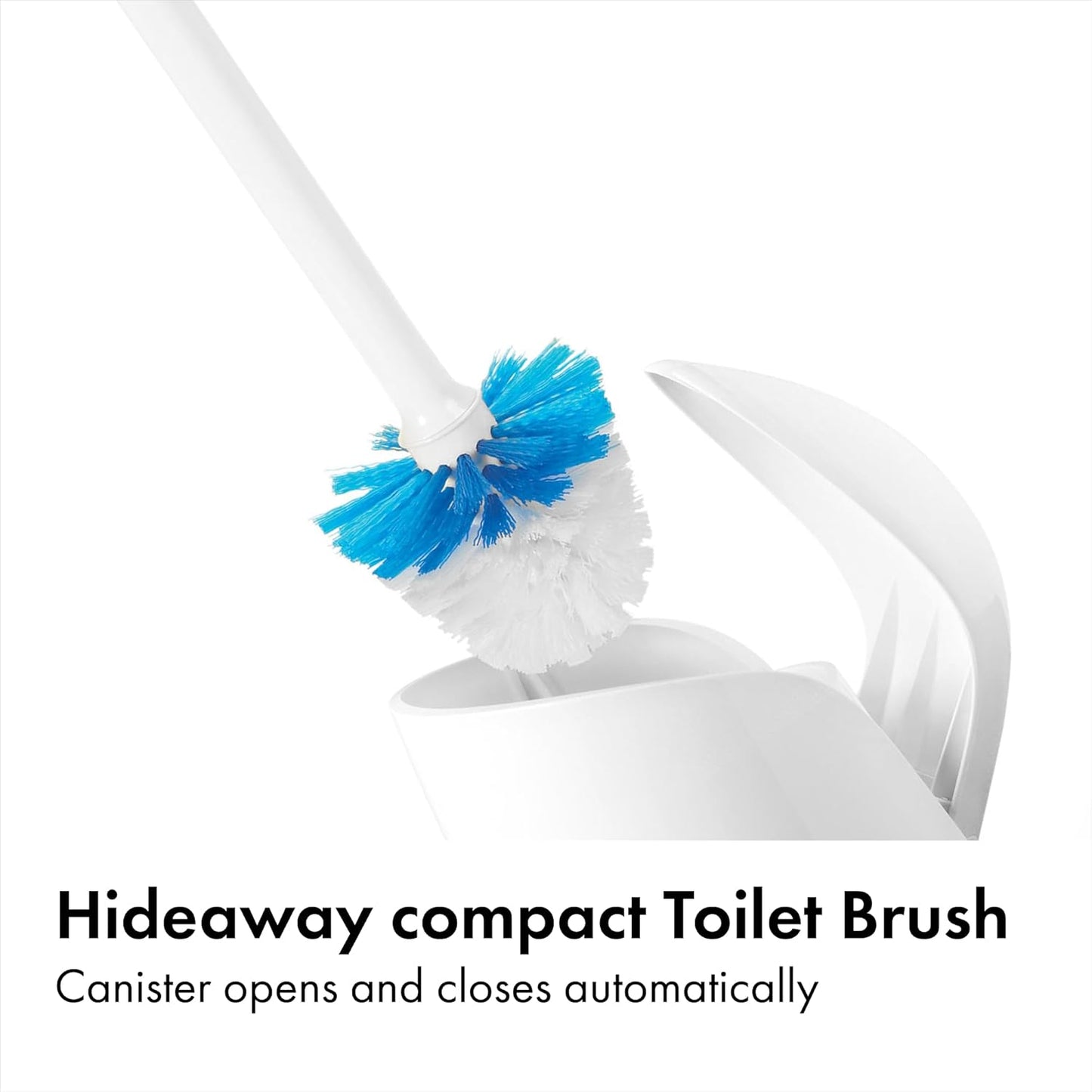 OXO Good Grips Compact Toilet Brush & Canister, Toilet Bowl Brush and Holder with Automatic Canister