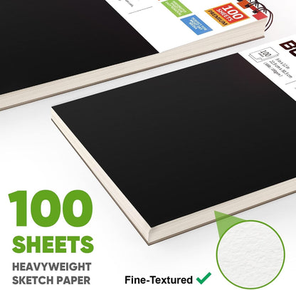 Soucolor 9" x 12" Sketch Book, 100 Sheets Top Spiral Bound Sketchbook with Acid-Free 68lb/100gsm Thick Drawing Paper, Art Sketch Pad for