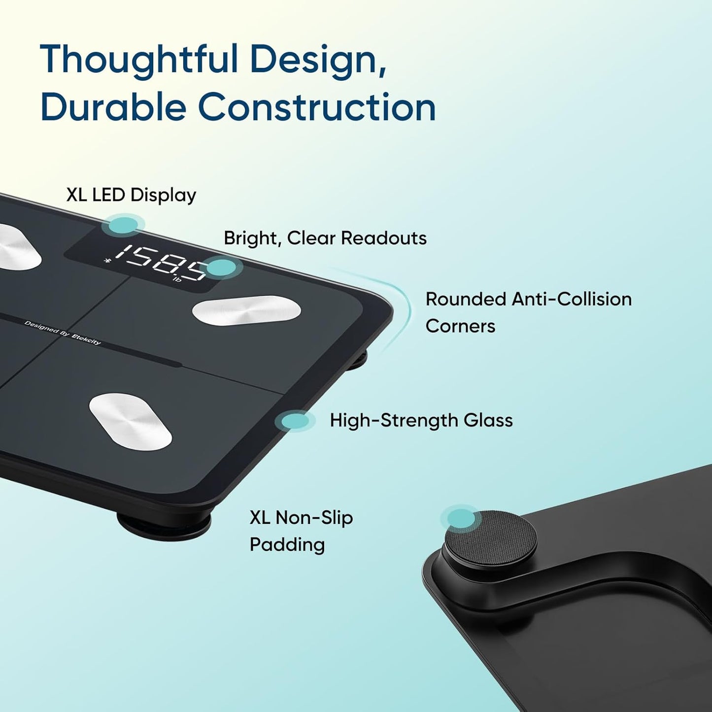 Etekcity Smart Scale for Body Weight, FSA&HSA Eligible, Bathroom Digital Weighing Scale with BMI, Body Fat, Muscle