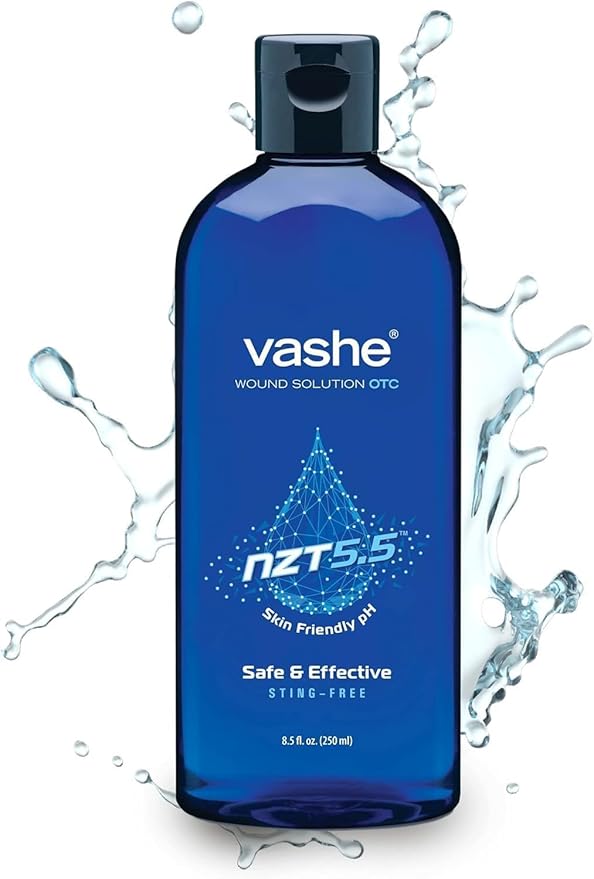 Vashe Wound Solution OTC, Pure Hypochlorous Acid-Preserved Wound Cleanser, Home Wound Care, Non-Cytotoxic and Skin-Neutral pH, 8.5 Fl Oz