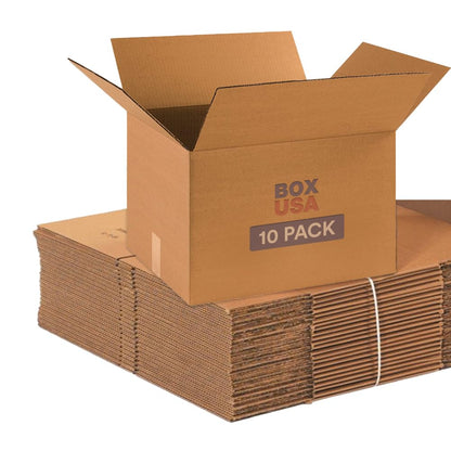 BOX USA Moving Boxes Medium 18"L x 14"W x 12"H 10-Pack, Corrugated Cardboard Box for Shipping, Mailing, Packing, Packaging and Storage 18x14x12