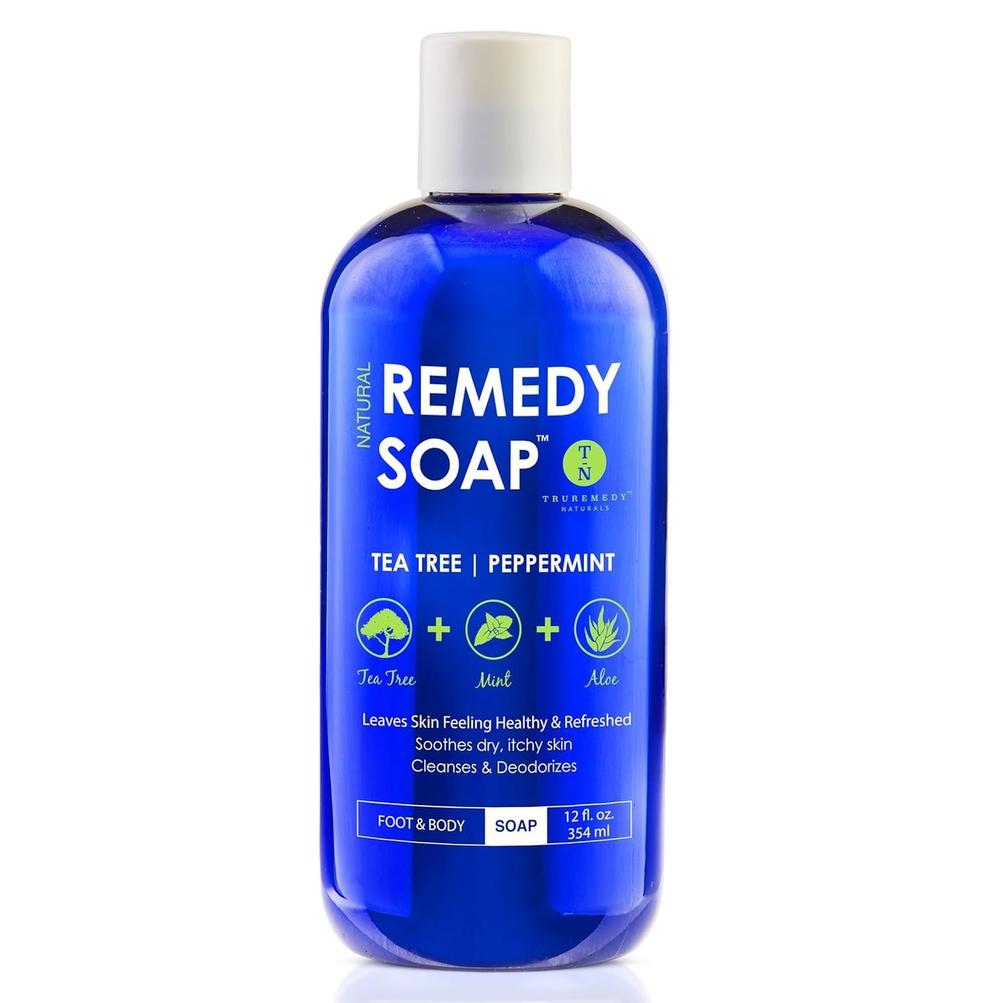 Truremedy Naturals 12 oz Tea Tree Oil Body Wash - Invigorating Tea Tree Soap with Peppermint, Aloe