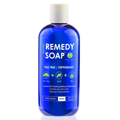 Truremedy Naturals 12 oz Tea Tree Oil Body Wash - Invigorating Tea Tree Soap with Peppermint, Aloe