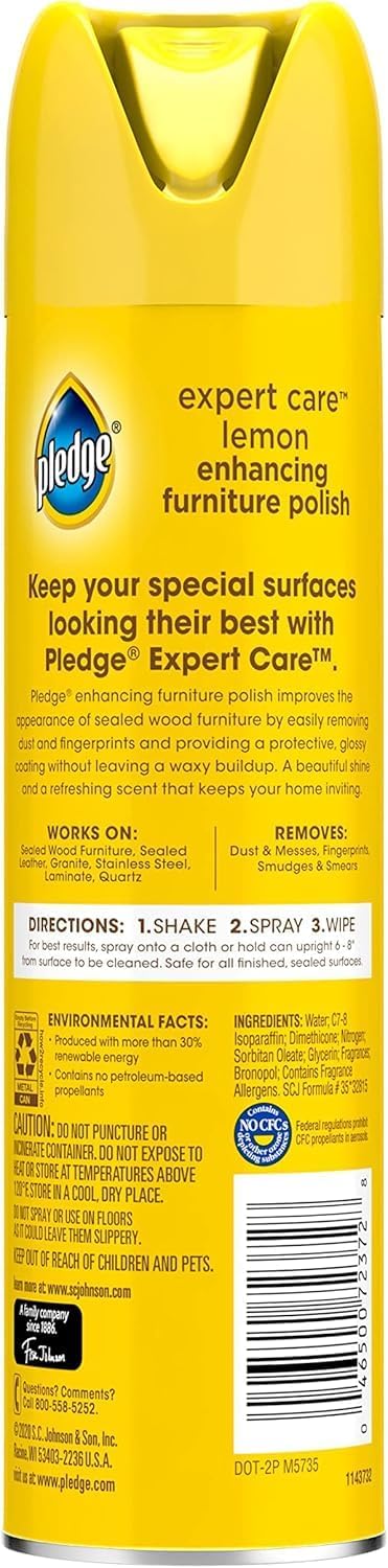 Pledge Enhancing Polish Spray, Wood Furniture & Stainless Steel Polish, Remove Dust and Fingerprints, Fast Shine and