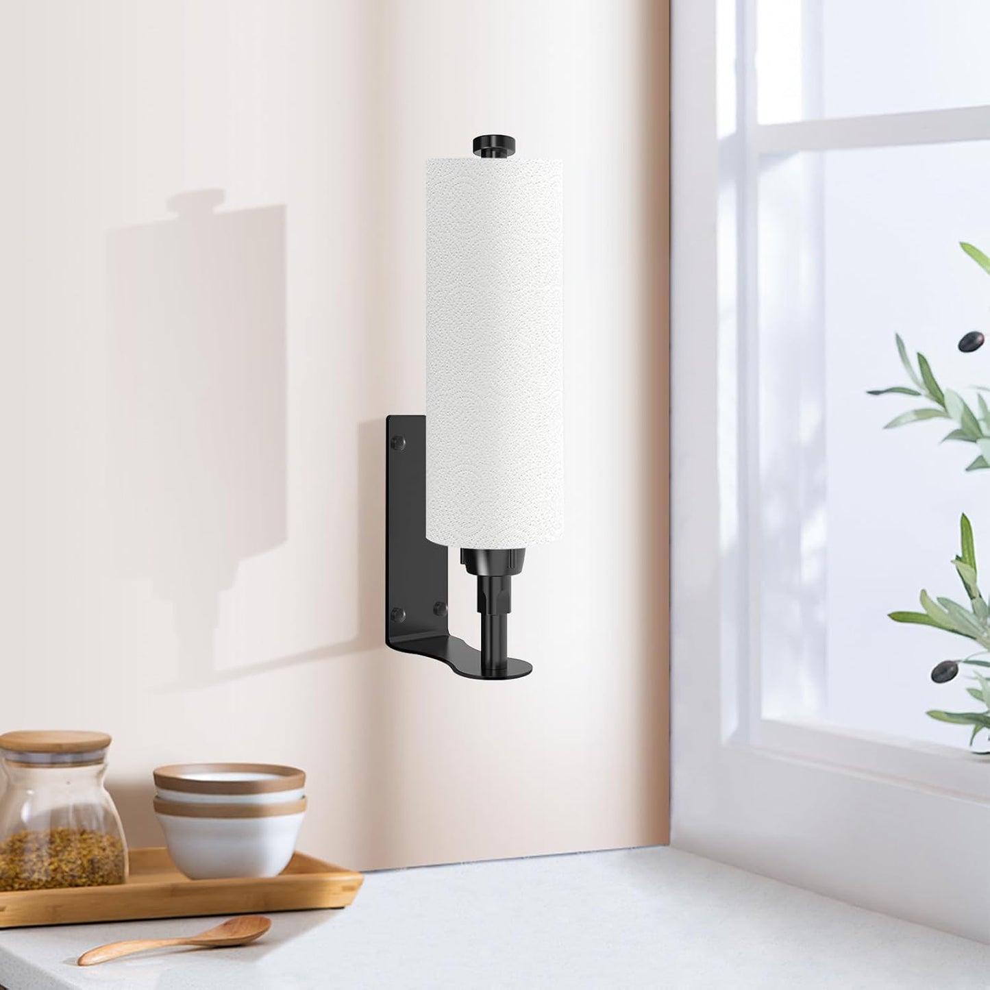 SetSail Paper Towel Holder, Single Hand Operable Paper Towel Holder Under Cabinet with Adjustable Damper, Easy Tear, Wall