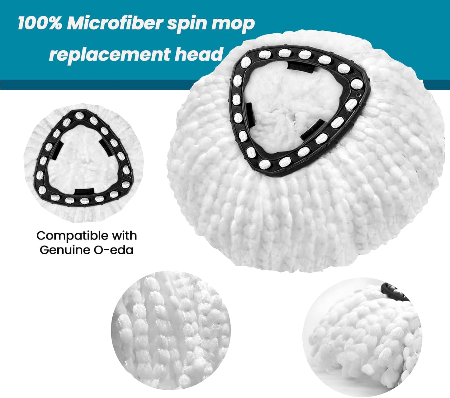 4 Pack Mop Head Replacement,Spin Mop Replacement Head 100% Microfiber,Deep Cleaning,EPSUNORISE