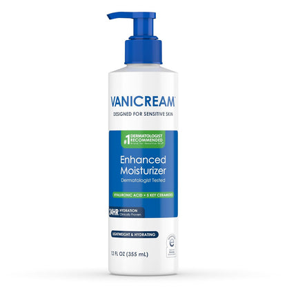 Vanicream Enhanced Moisturizer, 12 Fl Oz, Daily Body Lotion for Dry, Sensitive Skin, Clinically Tested 24Hr Hydration with Hyaluronic