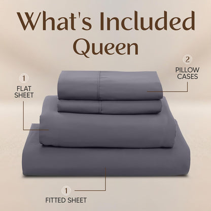 Utopia Bedding Queen Size Sheet Set 4 Piece Bed Sheets, Soft and Breathable Microfiber, Includes 1 Fitted