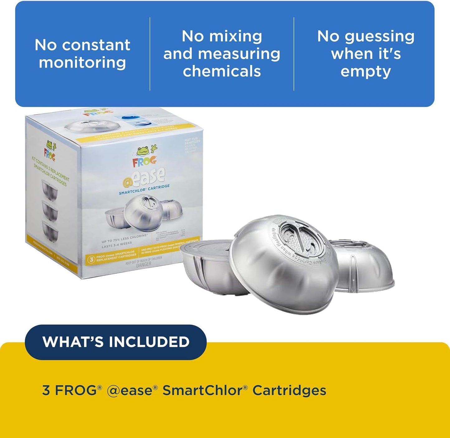 FROG @Ease Replacement SmartChlor Cartridge for use with Hot Tub FROG @Ease Floating System - Hot Tub Sanitizer System Supports Less Chlorine Use - 3