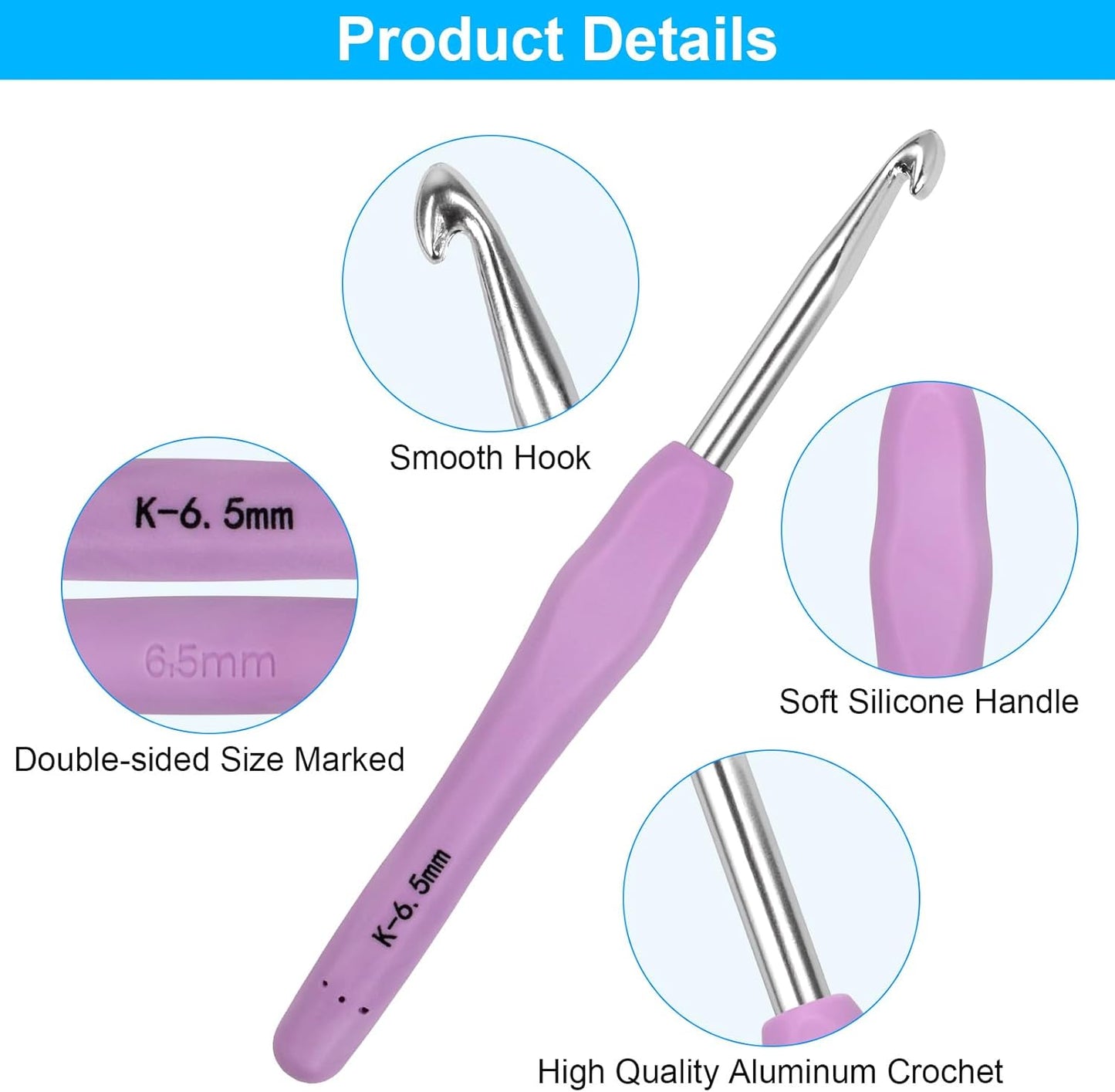 MECHEER Crochet Hooks 12 Sizes Crochet Hook Set, 51 Pack Yarn Crochet Kit for Beginners, Knitting Needles with Ergonomic Handles for Arthritic