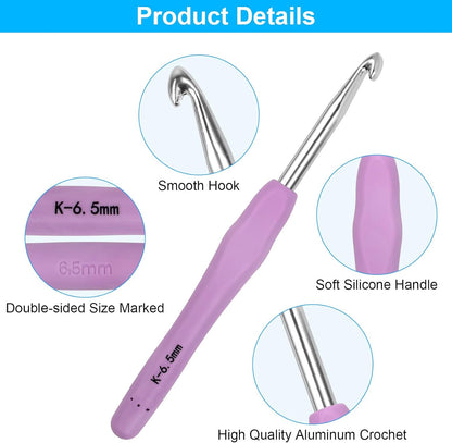 MECHEER Crochet Hooks 12 Sizes Crochet Hook Set, 51 Pack Yarn Crochet Kit for Beginners, Knitting Needles with Ergonomic Handles for Arthritic