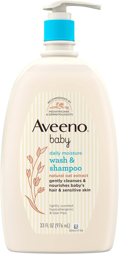 Aveeno Baby Daily Moisture Body Wash & Shampoo with Oat Extract, Hypoallergenic, Tear-Free, No Added