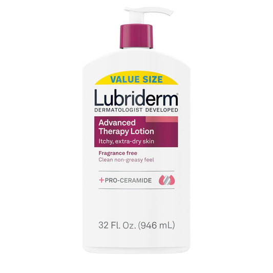 Lubriderm Advanced Therapy Fragrance-Free Moisturizing Hand & Body Lotion + Pro-Ceramide, Intense Hydration for Itchy, Extra Dry, & Sensitive