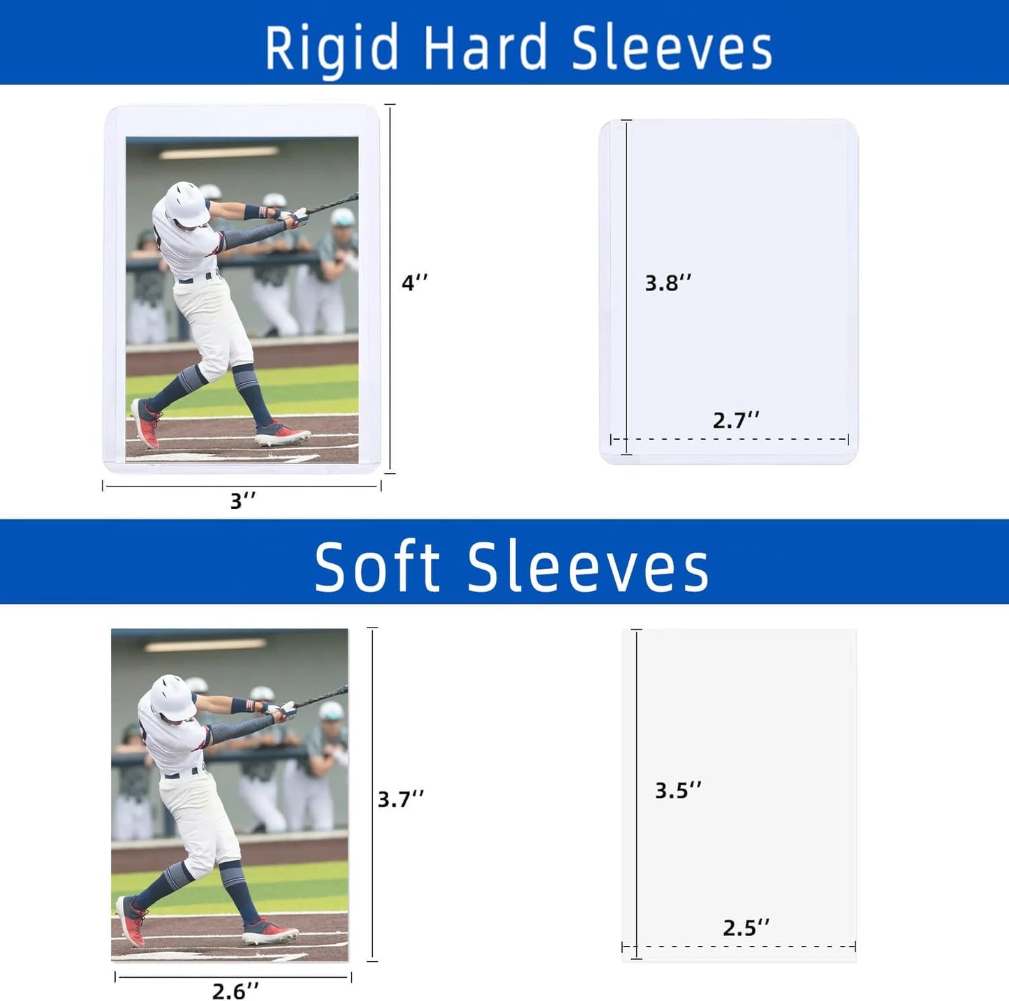 400 Card Sleeves Hard Plastic, Arjiekwei 3"X4" Baseball Cards Protectors