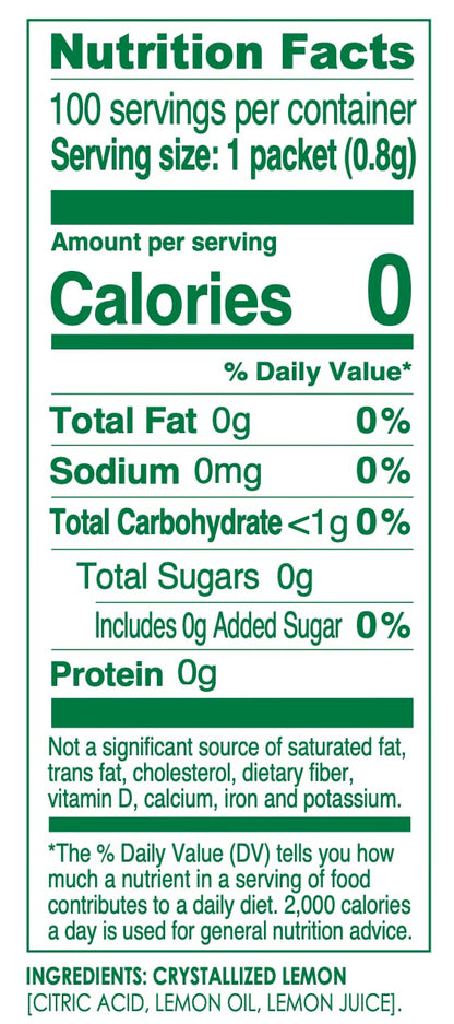True Lemon 100ct - Water Enhancer - Bulk Dispenser - 0 Calorie Drink Mix Packets For Water - Sugar Free Lemon Flavoring Powder Packets