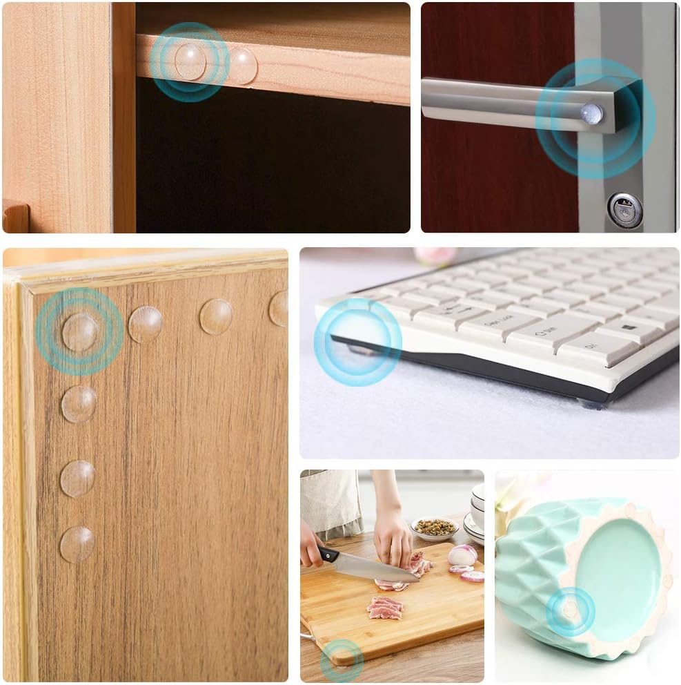 200PCS Cabinet Bumpers Clear Rubber Bumpers Self Adhesive, Soft Close Cabinet Door Bumper