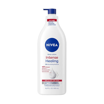 NIVEA Intense Healing Body Lotion for Very Dry, Itchy Skin with Glycerin, Provitamin B5 and Niacinamide, 72-Hour Body
