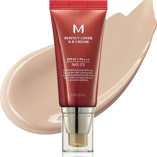 MISSHA M Perfect Cover BB Cream No.23 Natural Beige -Light/Medium with Cool/Neutral Undertone SPF 42 PA +++ 1.69 Fl Oz - Tinted Moisturizer for face