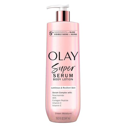 Olay Super Serum Hand & Body Lotion for Dry Skin, 24hr Long Lasting Hydration, 5+ Ingredient Complex for Bright Even Firm Luminous