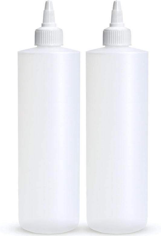BRIGHTFROM Condiment Squeeze Bottles, 16 OZ Empty Squirt Bottle with Twist Top Cap, Leak Proof - Great for Ketchup, Mustard, Syrup, Sauces