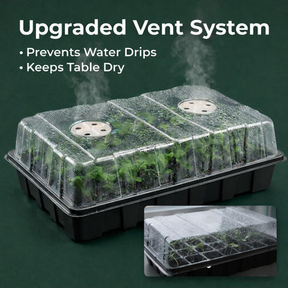 Gardzen 5-Set Seed Starter Tray Kits, Durable Plant Germination Trays with Humidity Vented Domes and Bases, Ideal for Seed Starting, Indoor