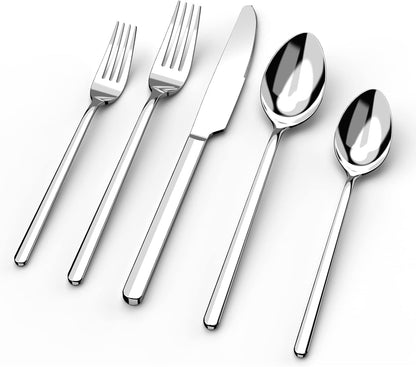 KINGSTONE Silverware Set, 20 Piece Flatware Cutlery Set for 4, 18/10 Stainless Steel Silverware Mirror Polished Dishwasher Safe for Home