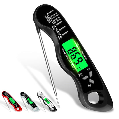 Meat Thermometer DigitalIP67 Waterproof Cooking Thermometer with Backlight, Calibration & Hold FunctionFood Thermometer for Cooking,Outdoor Grilling