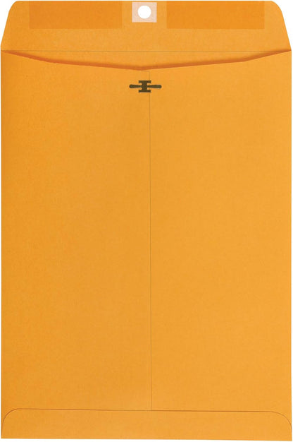 Amazon Basics Clasp Kraft Envelopes for Documents, Gummed Mailing Envelope, 9" x 12", 100-Pack