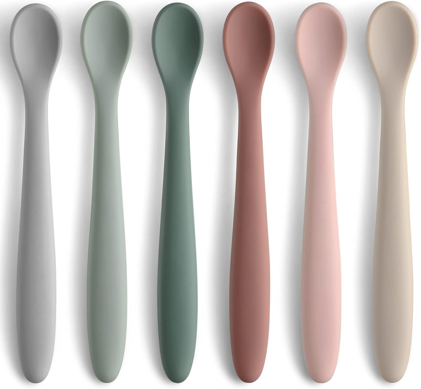 6-Piece Silicone Baby Feeding Spoons, First Stage Infant Spoons, Soft-Tip Easy on Gums I Baby Training Spoon, Infant Utensils Feeding