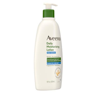 Aveeno Sheer Hydration Fragrance-Free Daily Moisturizing Lotion with Prebiotic Oat for Dry Skin