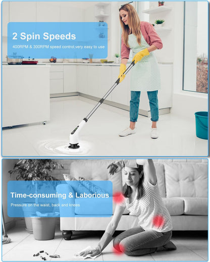 Leebein Electric Spin Scrubber, Cordless Cleaning Brush with 8 Replaceable Brush