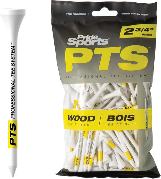 PrideSports PTS Wood Golf Tees, 100 Count, 2-3/4 Inch, Wood Tee on Tour, Best for Drivers & Woods