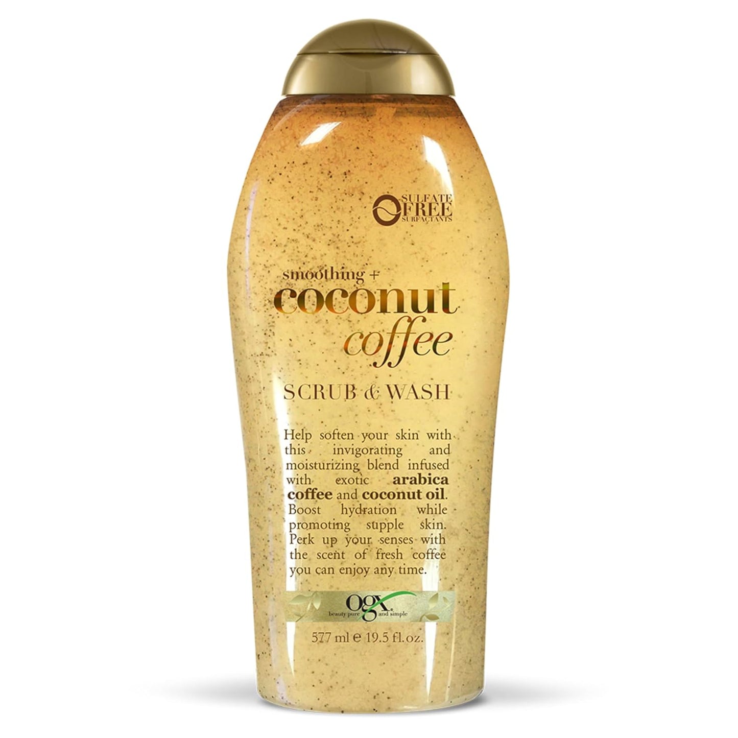 OGX Smoothing + Coconut Coffee Exfoliating Body Scrub with Arabica Coffee & Coconut Oil, Moisturizing Body Wash for Dry