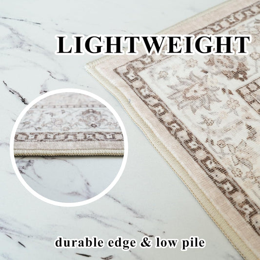 2x6 Hallway Washable Runner Rug : Vintage Soft Kitchen Laundry Runner with Non Slip Backing Farmhouse Entryway Living Room Floor Mat Stain Resistant