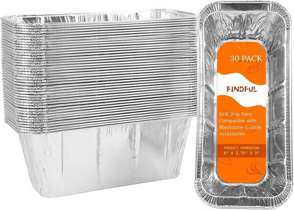 Findful 30-Pack Drip Pans Liners for Blackstone Griddle