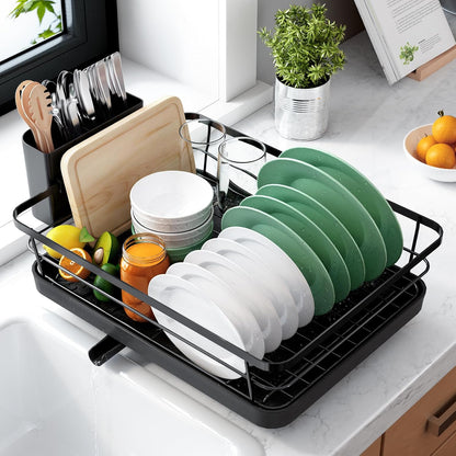 Kitsure Dish Drying Rack for Kitchen Counter, Stainless Steel Sink Organization and Storage Essentials with Cutlery Holder, Home and Appartment