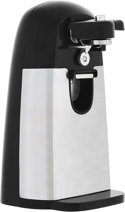 Amazon Basics 3-In-1 Electric Can Opener, Bottle Opener and Knife Sharpener with Stainless Steel Blade, Magnetic Lid Holder, Safe, Easy to