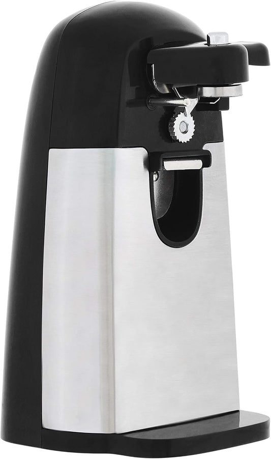Amazon Basics 3-In-1 Electric Can Opener, Bottle Opener and Knife Sharpener with Stainless Steel Blade, Magnetic Lid Holder, Safe, Easy to