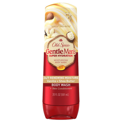 Old Spice Body Wash GentleMans Super Hydration for Men, 24/7 Renewing Moisture, Gentle on Skin with Skin Conditioners, Vanilla + Shea Butter