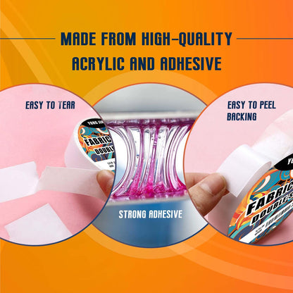 YONGJIN Double-Sided Fabric Tape (2 Rolls) - No Sewing or Ironing Required, Perfect for Quick Clothing Repairs, Fabric