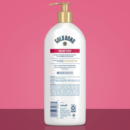 Gold Bond Diabetic Body Lotion, Dry Skin Relief with Vitamin E & Aloe to Soothe & Moisturize Flaky, Rough Skin, Value Size, 21 oz