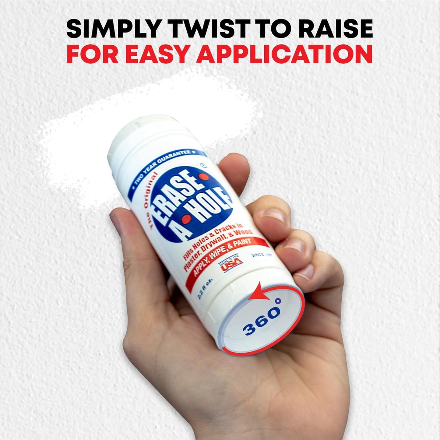 Erase-A-Hole Wall Repair Stick Quick-Dry Nail & Screw Hole Filler for Drywall, Wood & Plaster No Sand Spackle Alternative, Paintable Putty, 4.5 oz