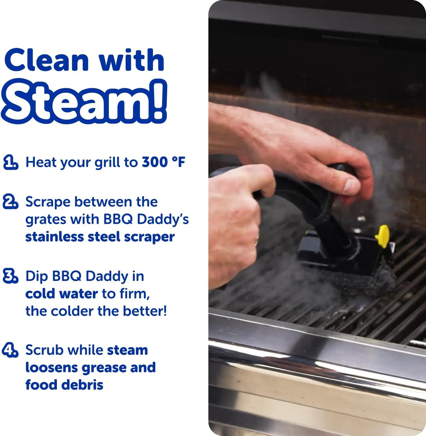 Scrub Daddy BBQ Daddy Grill Brush for Outdoor Grill - Bristle Free Grill Brush with Steel Grill Scraper + Scrub Brush - Temperature Controlled